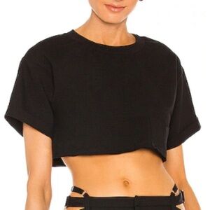 H:ours Super Cropped Pocket Tee In Black XL